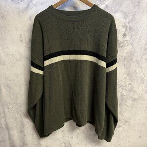 VTG Sideout Knit Sweater Green Striped Skate Crew Neck Mens XL Y2K